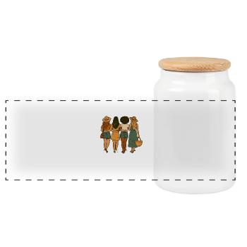 Girls on Tour - Panoramic Cookie Jar with Wooden Lid - white - Front
