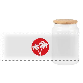 INDONET Logo - Panoramic Cookie Jar with Wooden Lid - white - Front