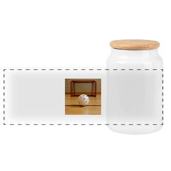 Sport - Floorball - Boîte à biscuits avec couvercle en bois - blanc - Devant
