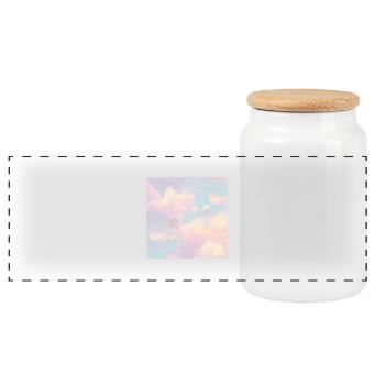 Ciel pastel rêveur - Boîte à biscuits avec couvercle en bois - blanc - Devant