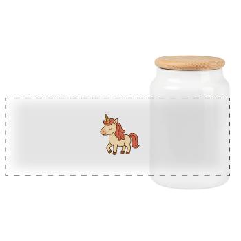 Licorne - Boîte à biscuits avec couvercle en bois - blanc - Devant