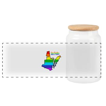 San pedro, Rainbow - Panoramic Cookie Jar with Wooden Lid - white - Front