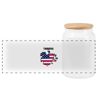 Compton, États-Unis - Boîte à biscuits avec couvercle en bois - blanc - Devant
