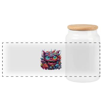 Chaos Creature - Panoramic Cookie Jar with Wooden Lid - white - Front
