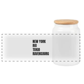 New York Rio Tokyo Ravensburg - Panoramic Cookie Jar with Wooden Lid - white - Front