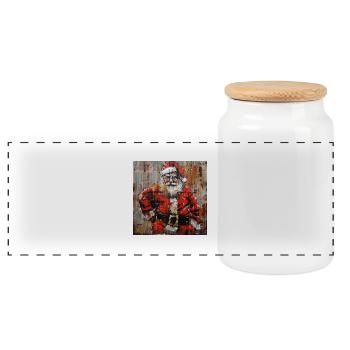 X Mas Père Noël Rouge Blanc Rouille Métal Street Art - Boîte à biscuits avec couvercle en bois - blanc - Devant