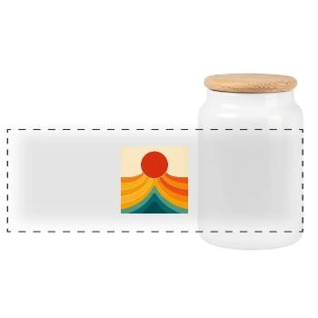 Figurativer Sonnenuntergang am Meer - Panorama Keksdose mit Holzdeckel - Weiß - Vorne