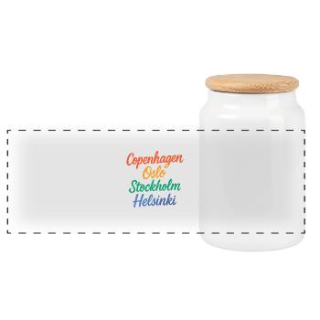 Copenhagen – Oslo – Stockholm – Helsinki - Panorama Keksdose mit Holzdeckel - Weiß - Vorne