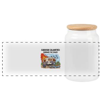 Embrace the Chaos - Panoramic Cookie Jar with Wooden Lid - white - Front