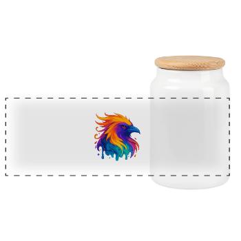Neon Eagle - Panoramic Cookie Jar with Wooden Lid - white - Front