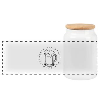 Ein Prosit der Gemütlichkeit - Panoramic Cookie Jar with Wooden Lid - white - Front