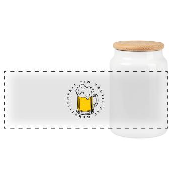 Ein Prosit der Gemütlichkeit - Panoramic Cookie Jar with Wooden Lid - white - Front