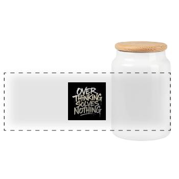 Overthinking solves nothing - Graffity Style - Panorama Keksdose mit Holzdeckel - Weiß - Vorne