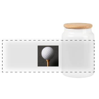 Sport - Golf - Panorama Keksdose mit Holzdeckel - Weiß - Vorne