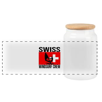 Swiss Windsurf Crew Shirt - Panorama Keksdose mit Holzdeckel - Weiß - Vorne