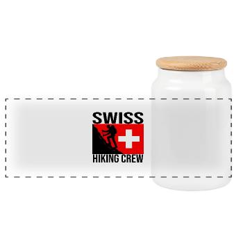 Swiss Hiking Crew Wander-Shirt - Panorama Keksdose mit Holzdeckel - Weiß - Vorne