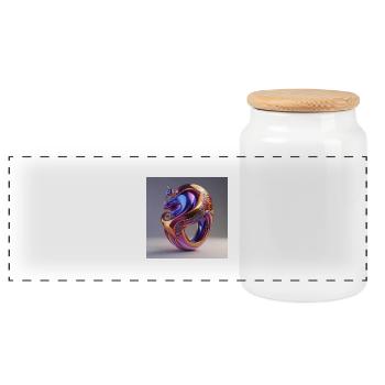 Kunst Ring - Panorama Keksdose mit Holzdeckel - Weiß - Vorne