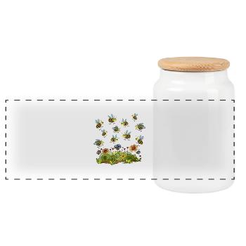 Insects - Panoramic Cookie Jar with Wooden Lid - white - Front