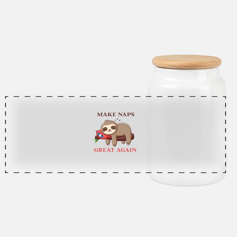 Make Naps Great Again - Panoramic Cookie Jar with Wooden Lid - white