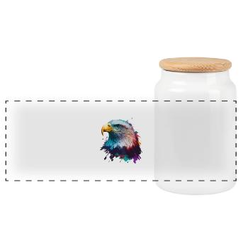 Aigle éclaboussant - Boîte à biscuits avec couvercle en bois - blanc - Devant