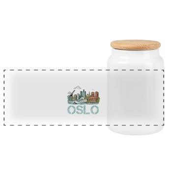 Oslo City - Panoramic Cookie Jar with Wooden Lid - white - Front