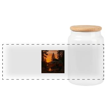 file 00000000b89061f4b73eef1e90b1b749 - Panoramic Cookie Jar with Wooden Lid - white - Front