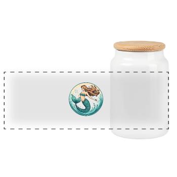 Mystic Mermaid Dream Meerjungfrau Sommer Liebe - Panorama Keksdose mit Holzdeckel - Weiß - Vorne