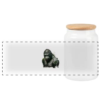 Urban Gorilla - Panorama Keksdose mit Holzdeckel - Weiß - Vorne