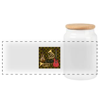 Musical instruments - Panoramic Cookie Jar with Wooden Lid - white - Front