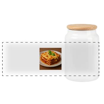 Essen - Lasagne - Panorama Keksdose mit Holzdeckel - Weiß - Vorne