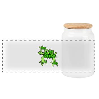 5 Water Turtles Children Mom Mother Father Dad - Panoramic Cookie Jar with Wooden Lid - white - Front