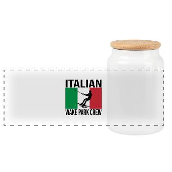 Italian Wake Crew Wakeboard Shirt - Panoramic Cookie Jar with Wooden Lid - white - Front