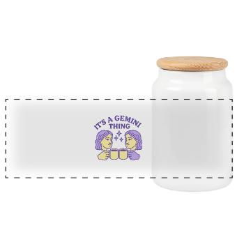 It's a Gemini Thing - Gemini Zodiac Sign - Panoramic Cookie Jar with Wooden Lid - white - Front