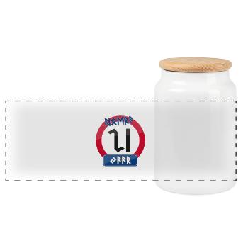 Hooray 20 years in runes - Panoramic Cookie Jar with Wooden Lid - white - Front