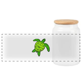 Water turtle lines strokes pattern nice cool - Panoramic Cookie Jar with Wooden Lid - white - Front