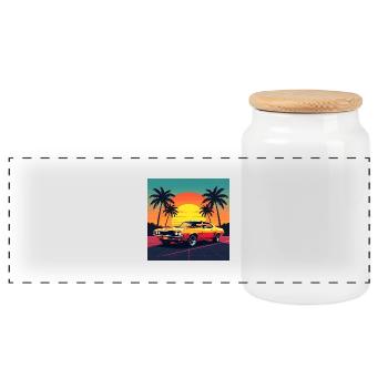 Voiture de collection - Boîte à biscuits avec couvercle en bois - blanc - Devant