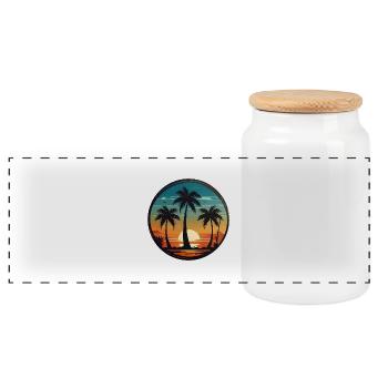 Palm trees about the West - Panoramic Cookie Jar with Wooden Lid - white - Front