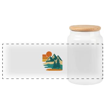 Wild Pines – Retro Forest Vibes - Panorama Keksdose mit Holzdeckel - Weiß - Vorne