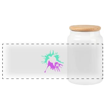 Water turtle paint splash drops - Panoramic Cookie Jar with Wooden Lid - white - Front