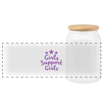Girls Support Girls Statement Friendship - Panoramic Cookie Jar with Wooden Lid - white - Front