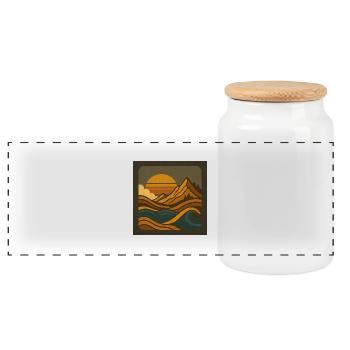 Goldene Freiheit im Retro-Gebirge - Panorama Keksdose mit Holzdeckel - Weiß - Vorne