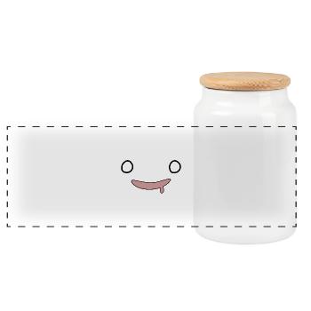 kawaii Gesicht, komischer Ausdruck - Panorama Keksdose mit Holzdeckel - Weiß - Vorne