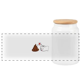 humour toilettes, cadeau wc drôle - Boîte à biscuits avec couvercle en bois - blanc - Devant
