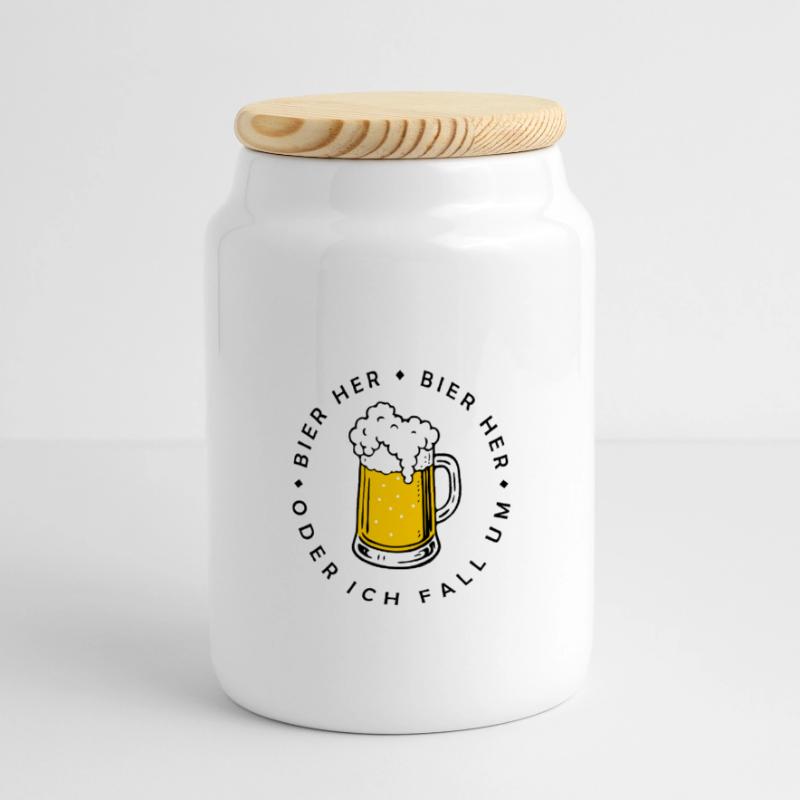 Bees here - Oder ich fall um! Panoramic Cookie Jar with Wooden Lid