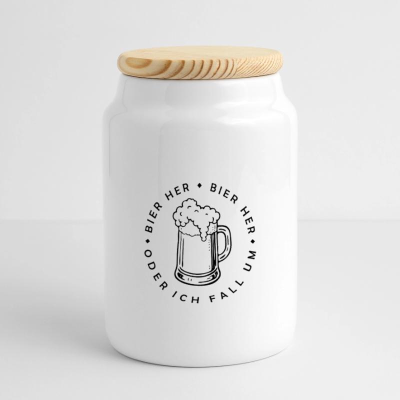 Bees here - Oder ich fall um! Panoramic Cookie Jar with Wooden Lid