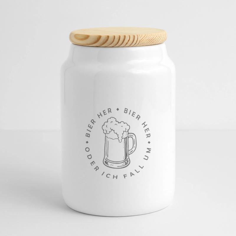 Bees here - Oder ich fall um! Panoramic Cookie Jar with Wooden Lid