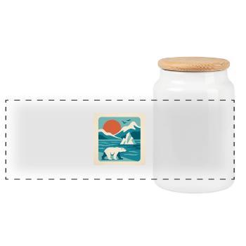 Polar Solitude – Arctic Retro Vibes - Panorama Keksdose mit Holzdeckel - Weiß - Vorne