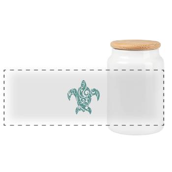 symbole tortue marine, tatouage tribal - Boîte à biscuits avec couvercle en bois - blanc - Devant