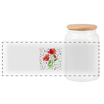 Blumen - Panorama Keksdose mit Holzdeckel - Weiß - Vorne
