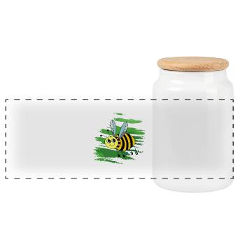 Insect - Panoramic Cookie Jar with Wooden Lid - white - Front
